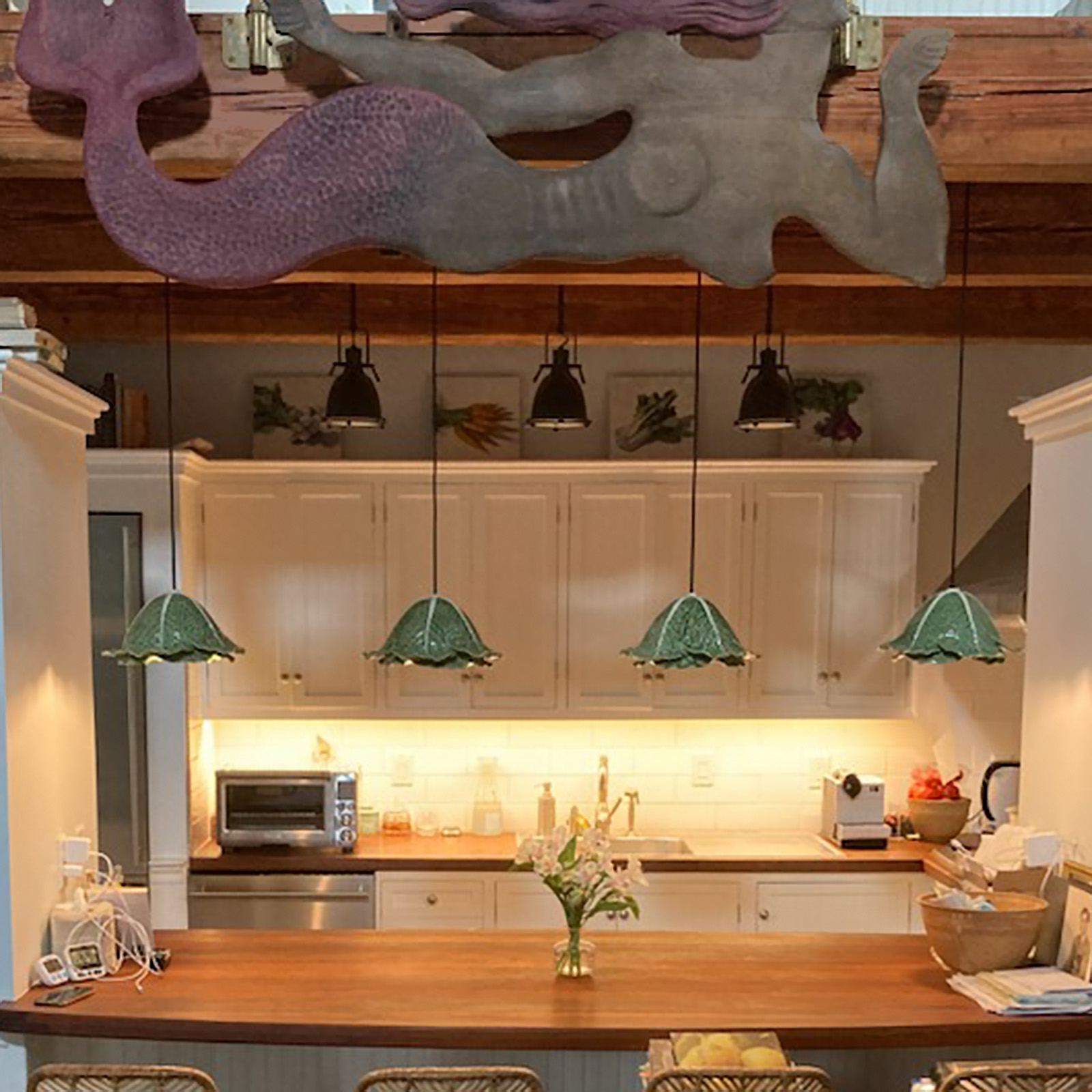 Nautically themed galley kitchen
