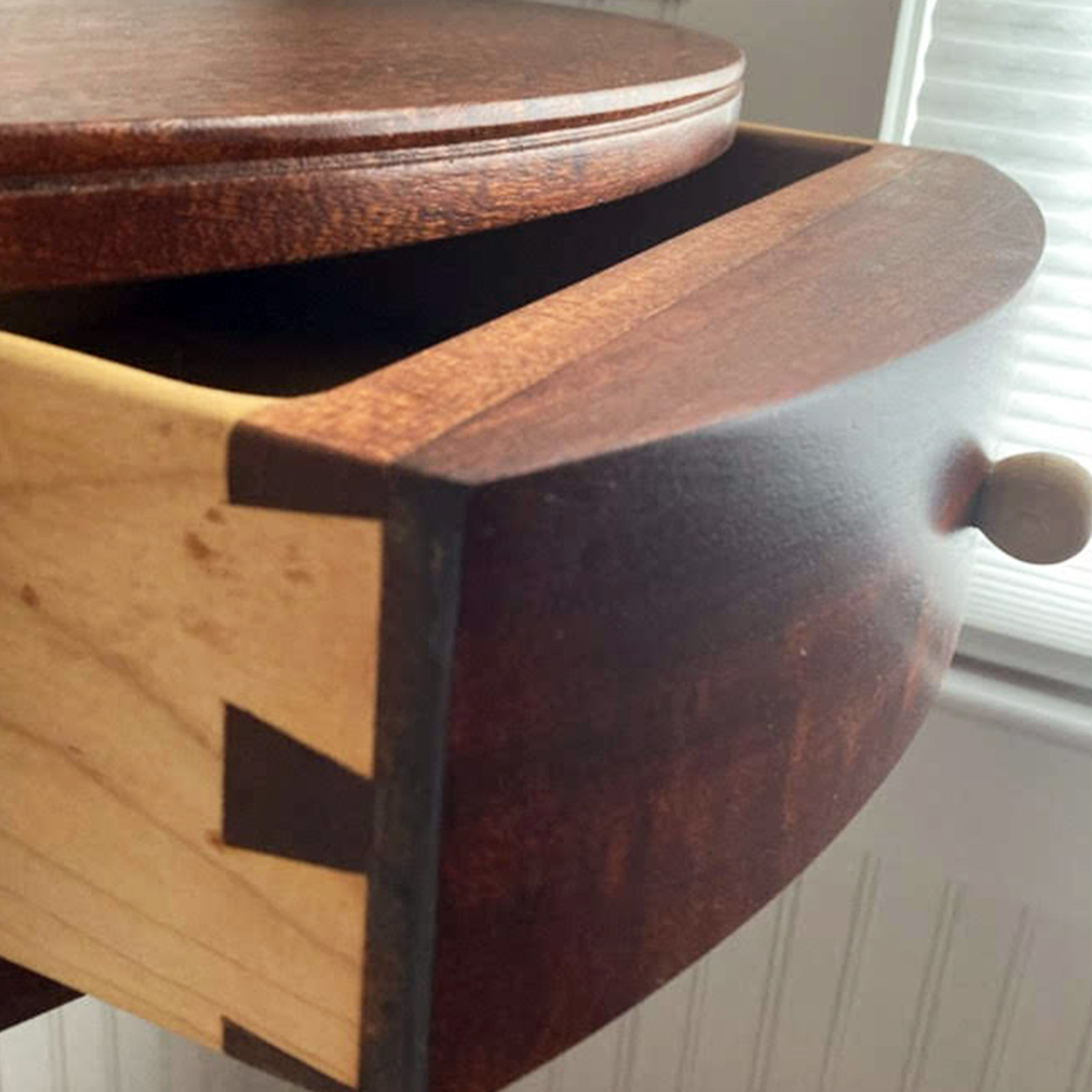 Detail of pull drawers in bedside furniture