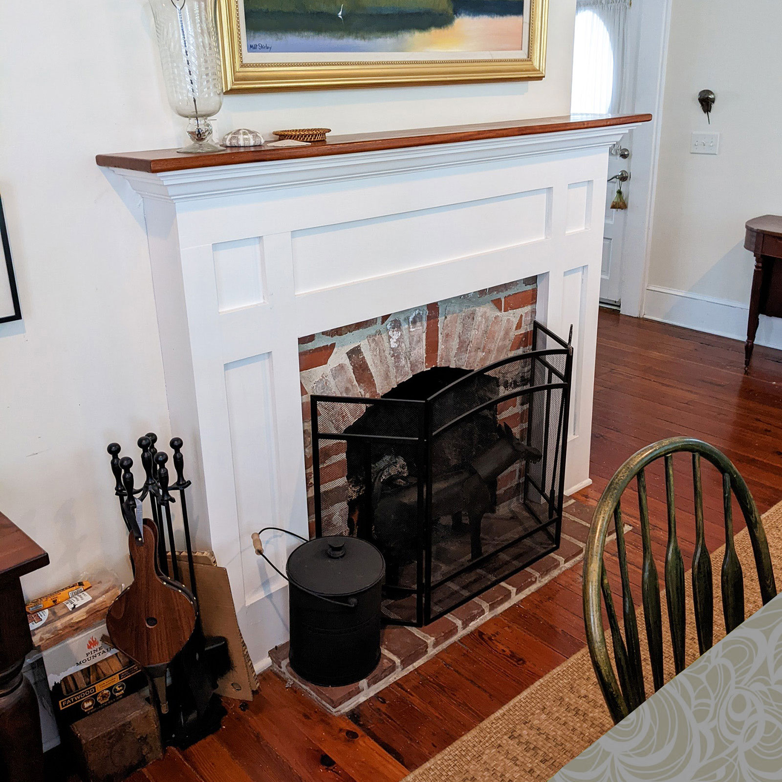 Fireplace mantel in historic downtown home